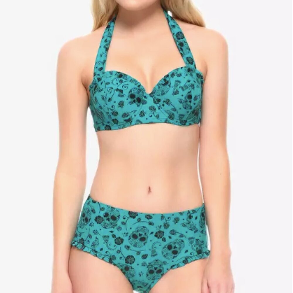 Midnight Hour Hot Topic Sugar Skull Rose Bikini Set Whimsigoth